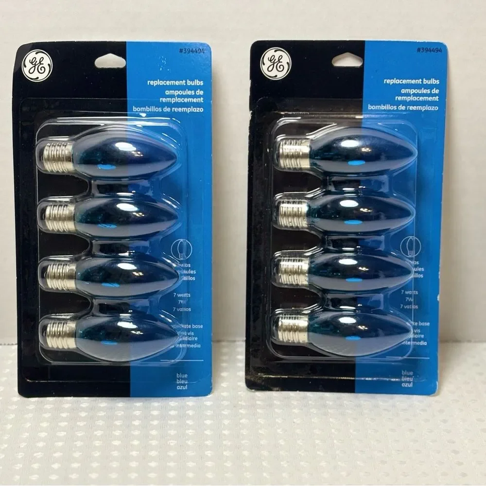 GE Blue 7 Watt Replacement Bulbs Intermediate Base Set of 8